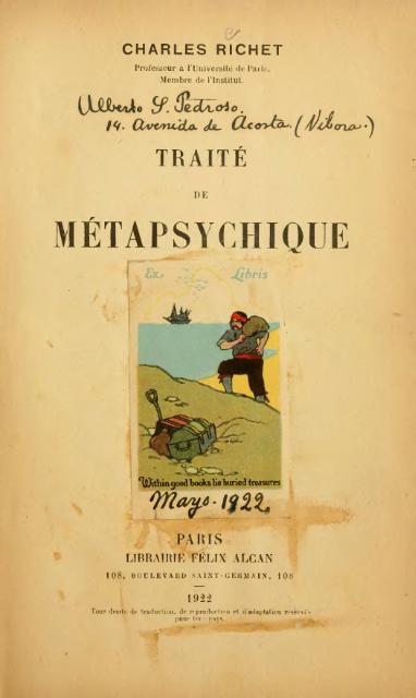  Traité de Métaphysique de Charles Richet